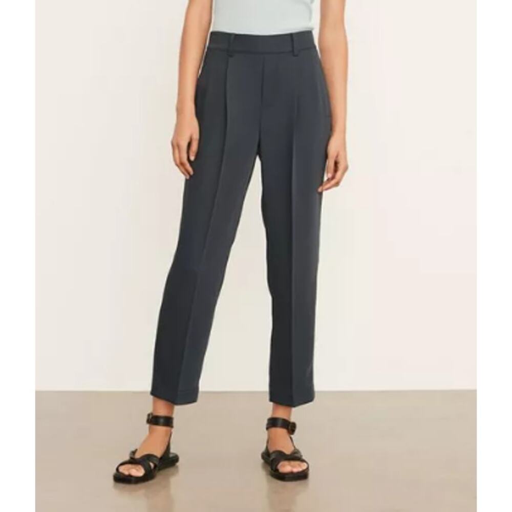 VINCE Mid-Rise Tapered Pull-On Pants Ankle Straight Wide Leg Trouser, Black - Picture 14 of 15